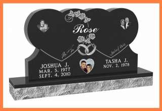 Cemetery Monument Double Heart Design Custom Headstone  