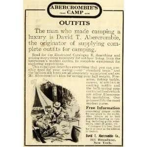  1908 Ad David T. Abercrombie Camping Supplies Equipment 