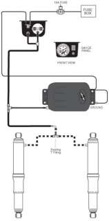 Schematic of an installed Air Lift 25804 Air Shock Controller Kit