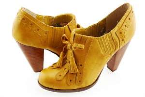 New Seychelles Clue Ankle Bootie Pump Heel Shoe Yellow  