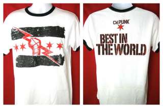 CM Punk Best In the World White Ringer T shirt New  