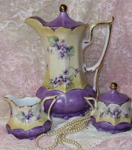 Porcelain Chocolate /Coffee Set HP Vintage Chic Violets  