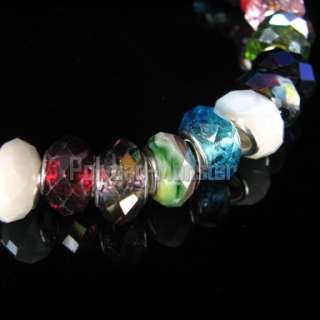 Lot of 20 Mix Color FACETED CRYSTAL Charm Bead Bracelet  