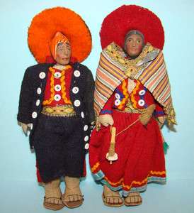 C1938 Peru Inca Cloth Costume Doll Pair 11 inch Frantz Museum  