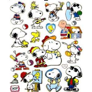 Snoopy Sticker Sheet C072 ~ Charlie Brown doghouse Woodstock baseball 