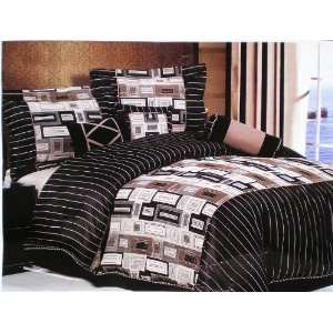 Luxury 7 Piece King Black Based High Quality Chenille Comforter Set 