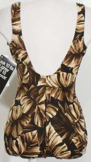 NWT MIRACLESUIT Brown Palms Pandora Twist Swimsuit 18  