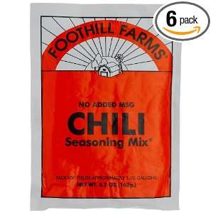 Foothill Farms Chili Seasoning (no MSG) Mix, 5.7 Ounce Units (Pack of 