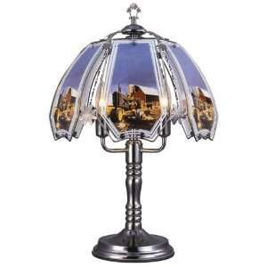  23.5h Glass Tractor Theme Black Chrome Base Touch Lamp 