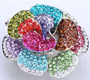 Multi color swarovski crystal flower pendant pin brooch jewelry  