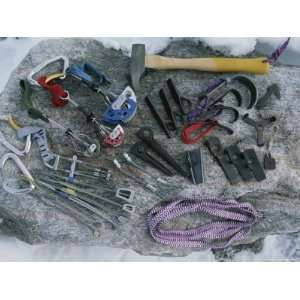  Close View of Climbing Equipment Laid Out on a Rock 