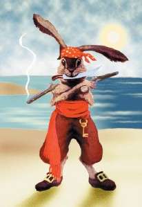 Caribbean Rabbit Pirate Poster Print 20 x 30 NEW  