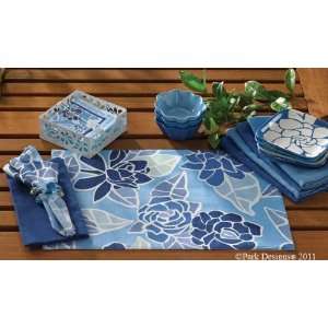  Park Designs 100% Cotton Cloth Napkins S/6 Gardenia Blue 