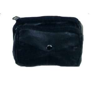  Black Leather Double Coin Purse 