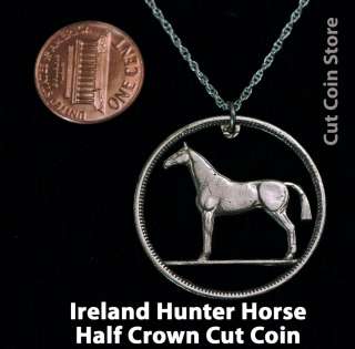   ½ Half Crown Irish Hunter Horse Necklace Cut coin pre decimal 2s6d