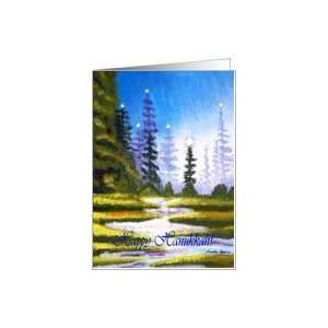  Happy Hanukkah for Colleague, Pine Forest Painting Card 