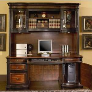  Computer Desk with Hutch in Two Tone Warm Brown Finish 
