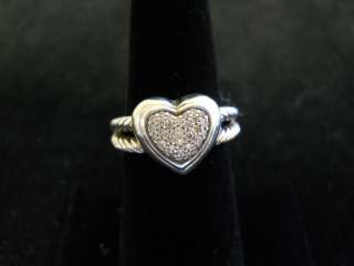 David Yurman Pave Diamond Cable Heart Ring, .925  