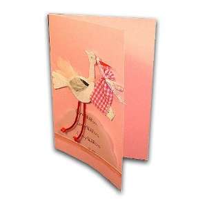  Pink New Baby Congratulations Card with a Stork 