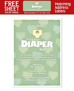 Diaper Party Shower INVITATIONS  