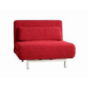  Red Fabric Convertible Chair Bed