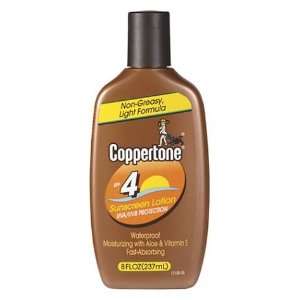  Coppertone Sunscreen Lotion, SPF 4, 8 Ounce Bottles (Pack 