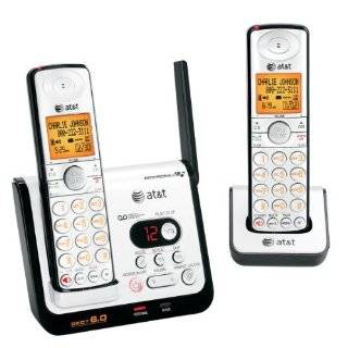 AT&T CL82209 DECT 6.0 Cordless Phone, Black/Silver, 2 Handsets