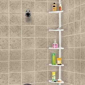 Kennedy Home Collections 5 Tier Corner Tension Shower Caddy Organizer