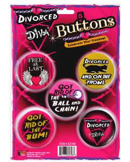 Divorced Diva Buttons New Life Party Accessory  