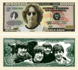 John Lennon Beatles Fake Bills One Million Dollar Bill  