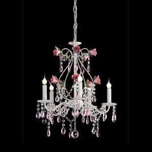   6495 50 Tea Rose 5 Light Crystal Chandelier White