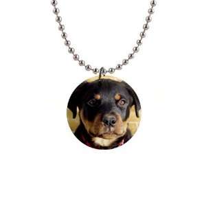    Rottweiler Puppy Dog 1 Button Necklace B0756 