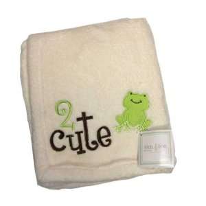  2 cute Frog   Ecru Blanket By Kidsline Baby