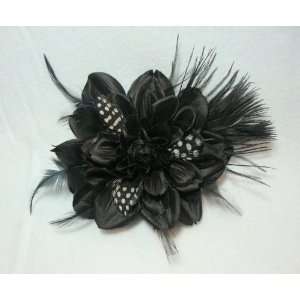  Black Dahlia Feathers Flower Hair Clip 