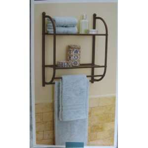  Bronze 2 Tier Wall Shelf with Towel Bars
