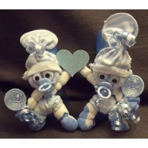   Blue Twins Diaper Cake Baby Shower Gift Centerpiece 