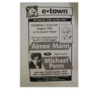 Aimee Mann Michael Penn Poster Handbill The Boulder Theater Til 