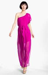 Abi Ferrin Dolce Sheer One Shoulder Silk Maxi Dress $358.00