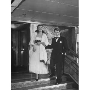 Married Burgess Meredith and Paulette Goddard Wearing Formal Dress 