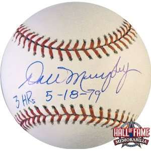 Dale Murphy Autographed/Hand Signed Official MLB Baseball with 3 HRs 5 