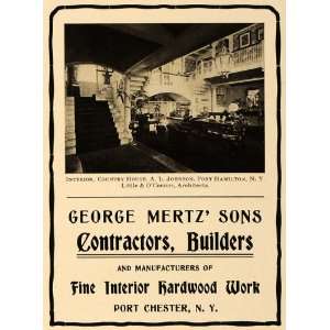 1915 Ad George Mertz Contractors Builders Hardwood Architecture Little 