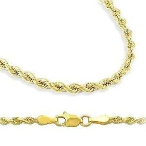  14k Yellow Gold Hollow Rope Chain Necklace 2.5mm 18 