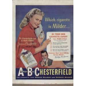 JOAN CAULFIELD  1950 Chesterfield Cigarettes Ad, A3151. See JOAN 