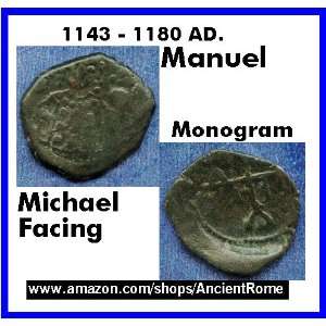 Michael. MONGRAM. Manuel Comnenus 1143 to 1180 AD. Crusades Coin.