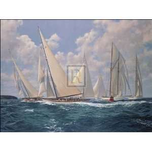  Rounding the Mark   Artist Steven Dews   Poster Size 16 X 12 inches