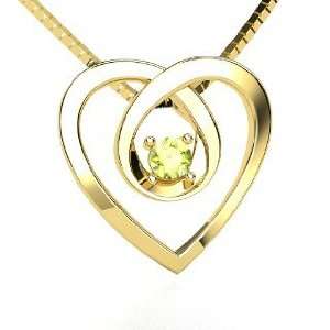  Infinite Heart Pendant, 14K Yellow Gold Necklace with 