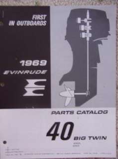 1969 Evinrude Outboard Parts Catalog 40 HP Big Twin Y  