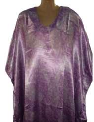 Womens Satin Caftan/kaftan, Pretty Purple Print, Style#tw5, One Size 