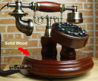   OLD FASHIONED DESK TELEPHONES SOLID WOOD RETRO DIAL RED PHONE  