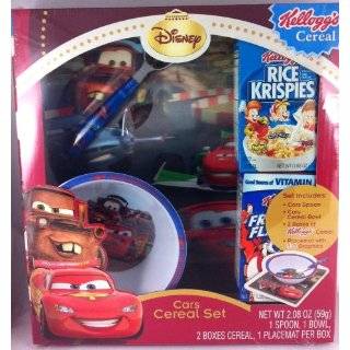 Disney Cars Cereal Set, Includes Spoon, Bowl, Kelloggs Cereal and 